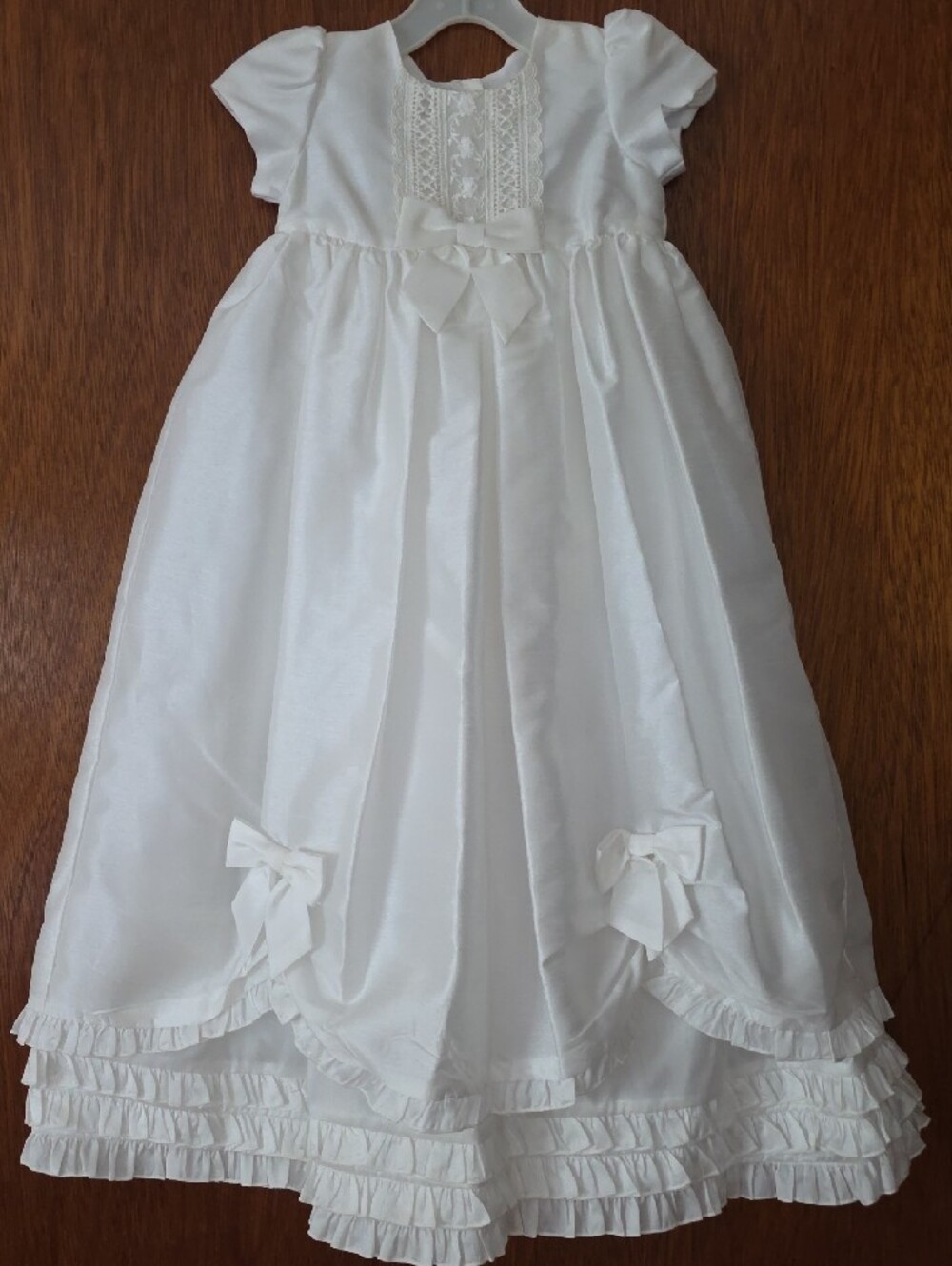 Wendy Bellissimo White Satin Christening, Baptism Baby Gown & Hat 2-Piece Set
